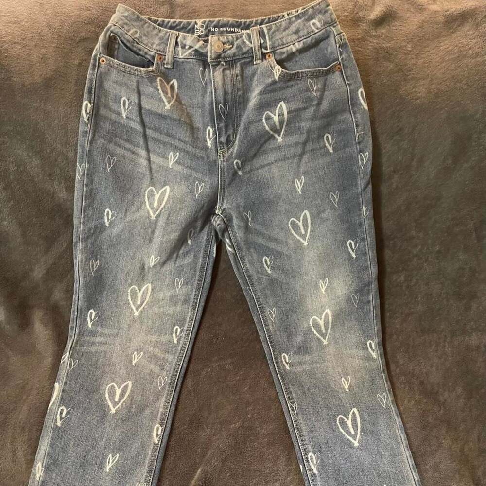 No Boundaries Heart Print High Rise Denim Jeans